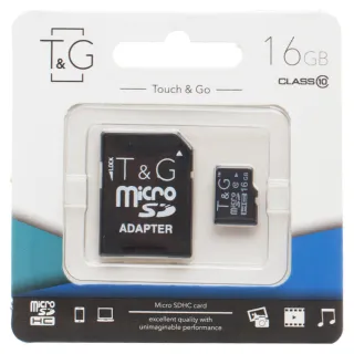 Карта пам'яті T&G (UHS-1) microSDHC Class 10 - 16GB (з адаптером) фото 1 з 1