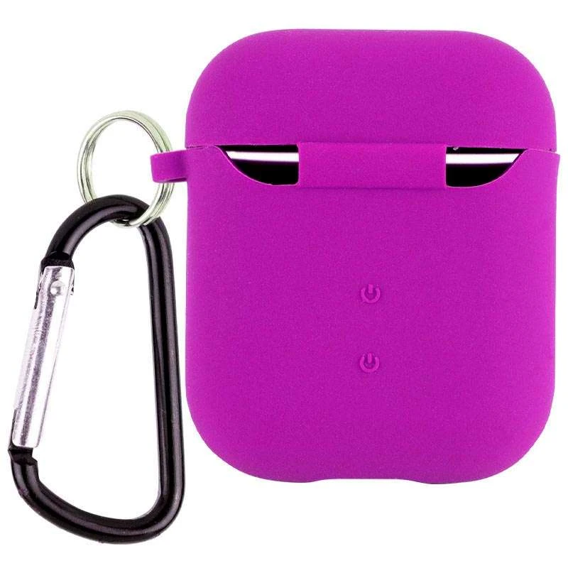 Силіконовий футляр з мікрофіброю для навушників Airpods 1/2 – Фіолетовий / Grape. Фото 3 з 4