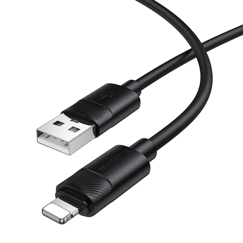 Дата кабель Borofone BX123 Leya USB to Lightning 12W (1m) – Black. Фото 5 з 5
