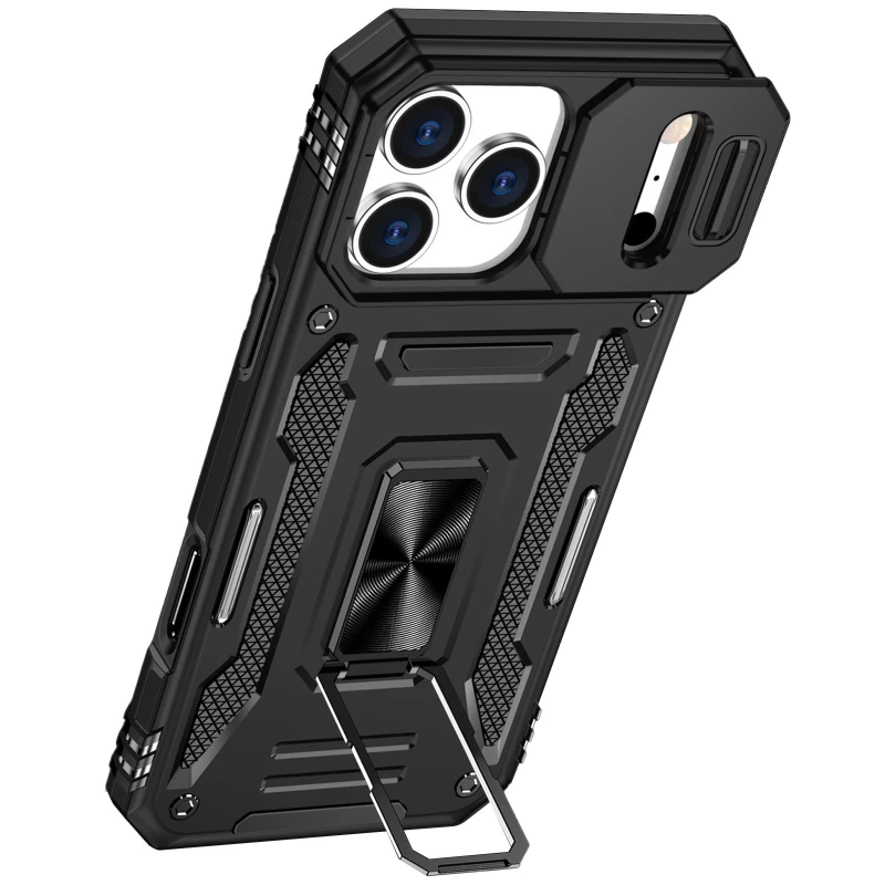 Ударостійкий чохол Square Ring зi шторкою на камеру на Apple iPhone 17 Pro (6.3") – Чорний / Black. Фото 3 з 4