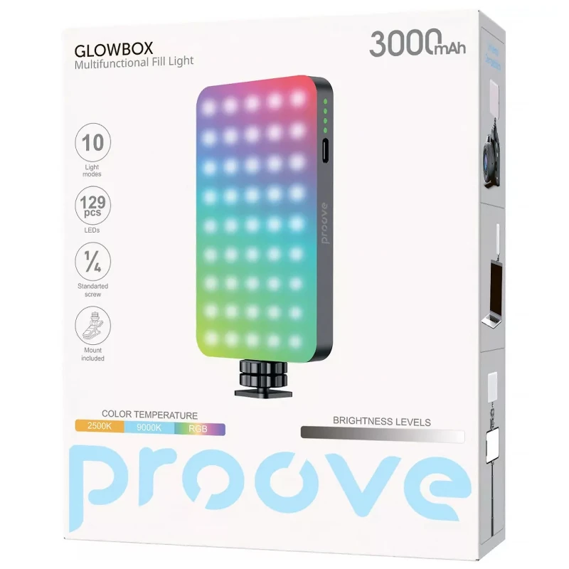 Портативна лампа для селфі Proove GlowBox 6W 3000mAh – Black. Фото 2 з 4