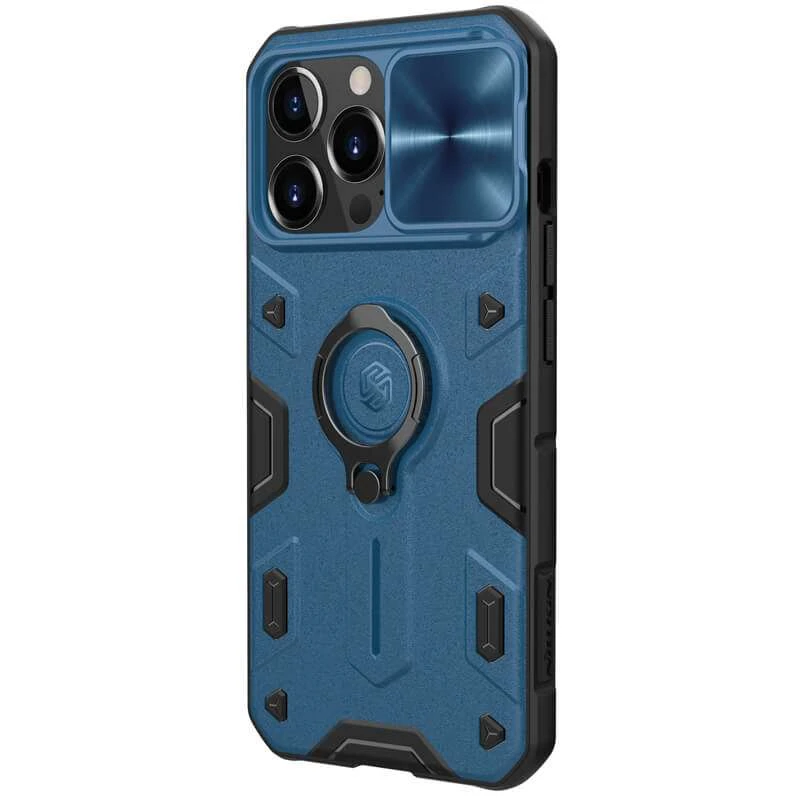 

Пластиковая накладка Nillkin Armor со шторкой для камеры и кольцом для Apple iPhone 13 Pro Max (6.7") (Синий), Синій