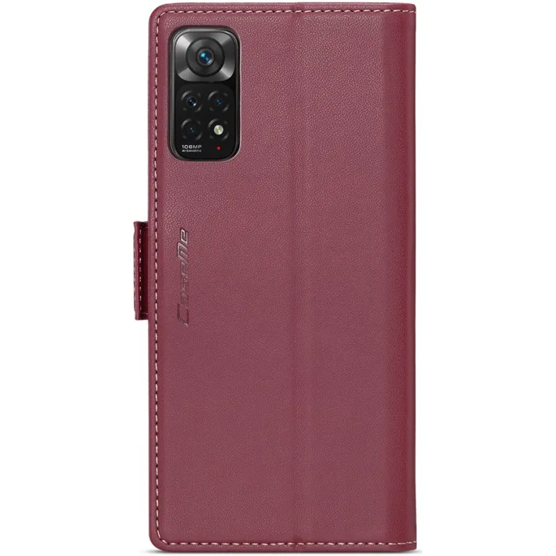 Шкіряний чохол-книжка CaseMe Nappa leather для Xiaomi Redmi Note 11 (Global) / Note 11S – Red. Фото 10 з 10