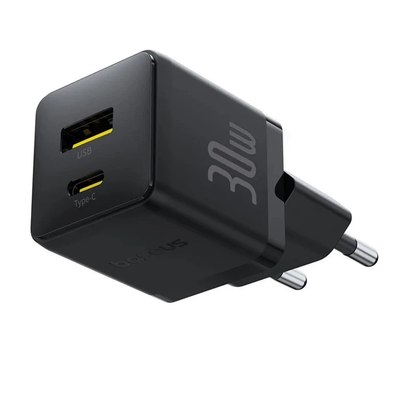 СЗУ Baseus Palm Fast Charger 30W (1USB-A/1C) + кабель Type-C to Type-C (P1011160A) – Cluster Black. Фото 2 из 6