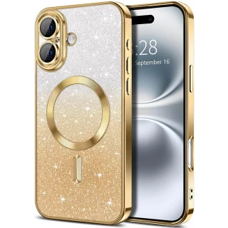 Чехол с блесками, защитными линзами на камеру и MagSafe для Apple iPhone 16 фото 1 из 6