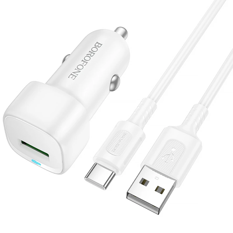 АЗП Borofone BZ34 Cloud QC3.0 (1USB-A) + кабель USB to Type-C – White. Фото 1 з 3