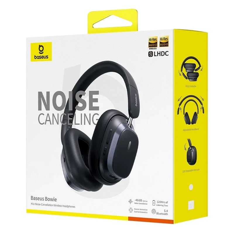 Накладні бездротові навушники Baseus Bowie H1s Noise-Cancellation (A00075301) – Cluster Black. Фото 4 з 4