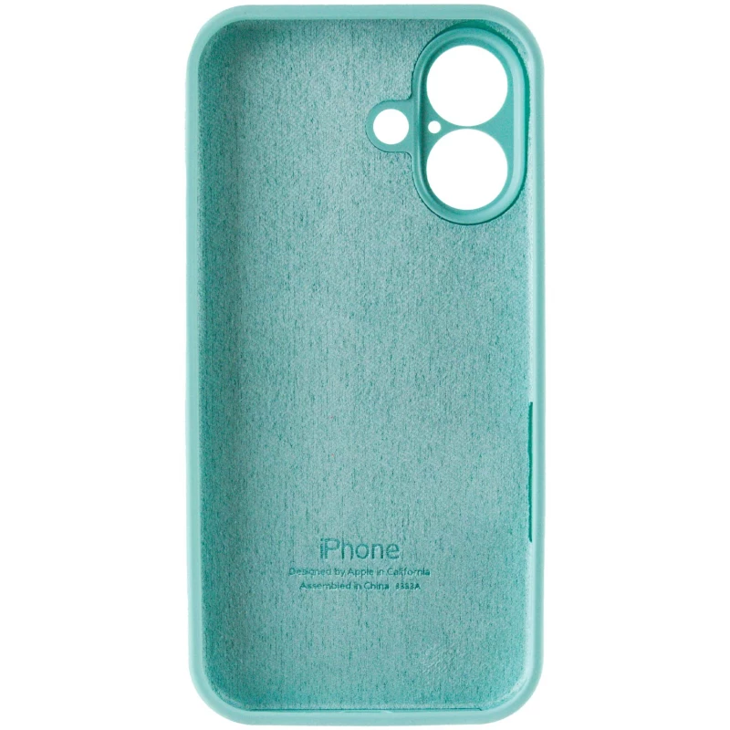Чехол Silicone Case с защитой камеры для Apple iPhone 16 – Бирюзовый / Marine Green. Фото 7 из 8