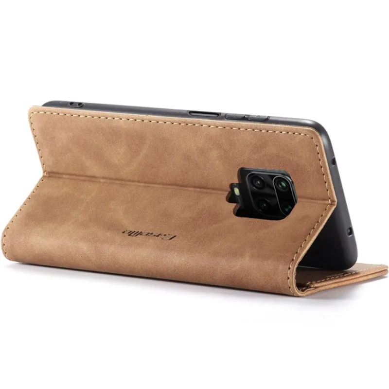 Кожаный чехол-книжка CaseMe Velvet Nubuck для Xiaomi Redmi Note 9s / Note 9 Pro / Note 9 Pro Max – Brown. Фото 5 из 5