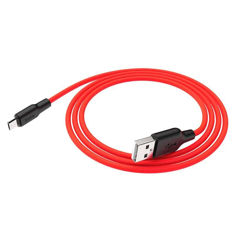 Дата кабель Hoco X21 Plus Silicone MicroUSB Cable (1m) – Black / Red. Фото 5 з 5