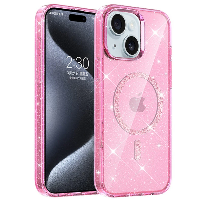 Чохол з блискітками та MagFit на Apple iPhone 15 (6.1") – Pink. Фото 1 з 3