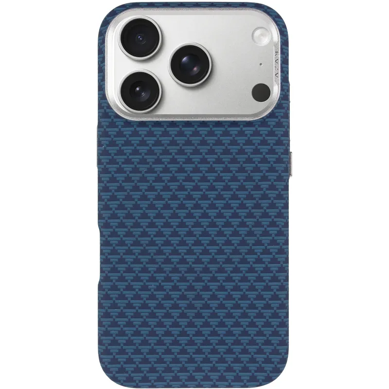 Чехол TPU+PC KVZV Triangular Pattern with Magnetic Fit для Apple iPhone 18 Pro – Blue. Фото 3 из 6