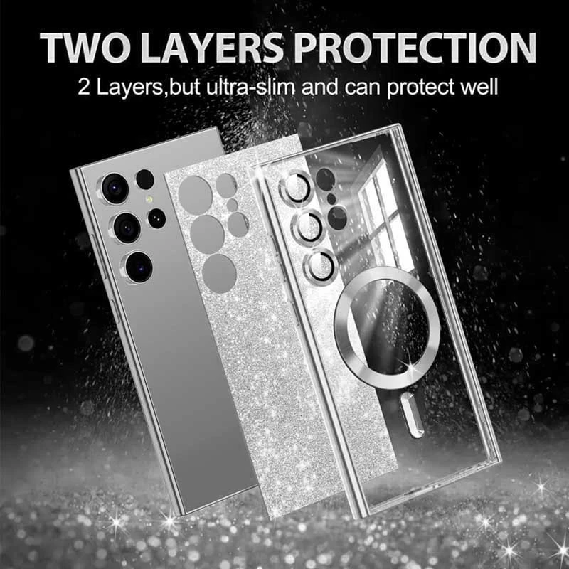 Чохол з блискітками, захисними лінзами на камеру та MagSafe на Samsung Galaxy S24 Ultra – Сірий / Gray. Фото 2 з 4