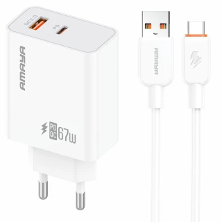 МЗП Amaya E72D PD67W+QC3.0 (1USB-A/1C) + кабель USB to Type-C фото 1 з 1
