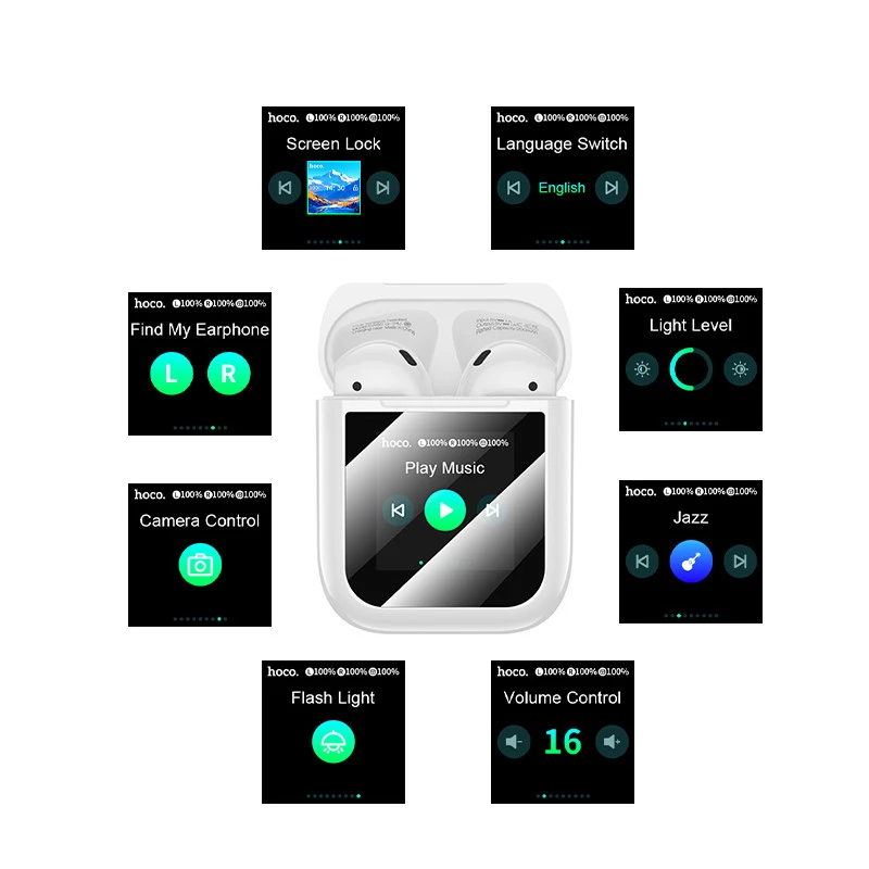 Беспроводные TWS наушники Hoco EW80 Magnificent with Touch Screen – White. Фото 7 из 7