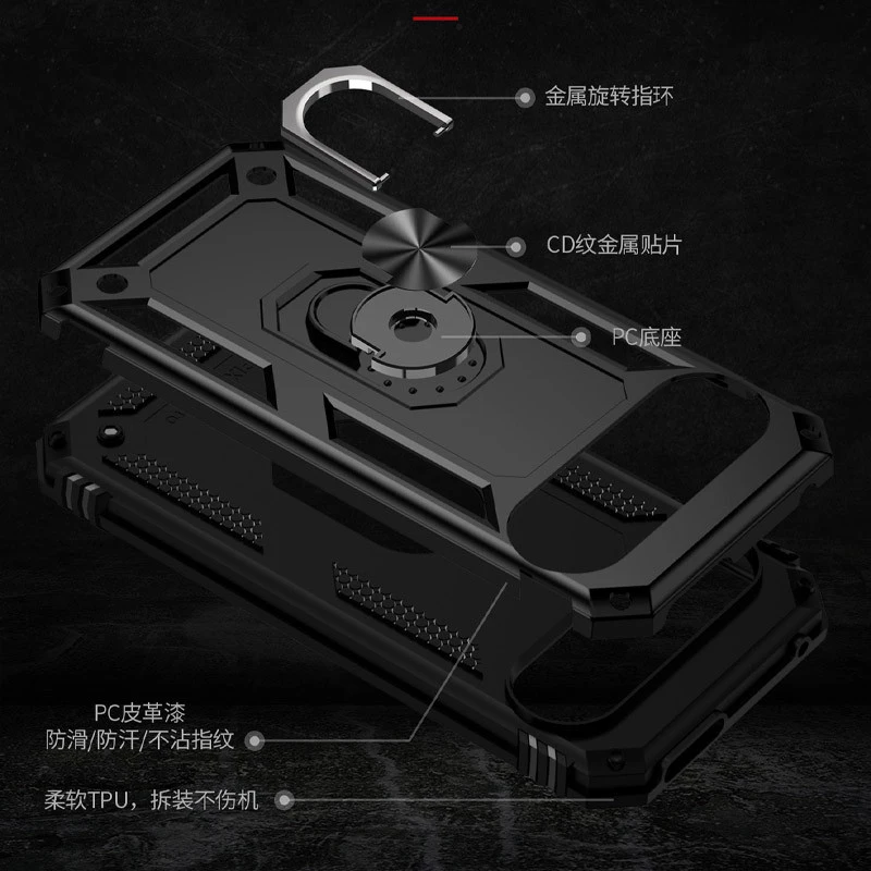 Протиударний чохол Serge Ring з кільцем на Google Pixel 9 – Чорний. Фото 3 з 6