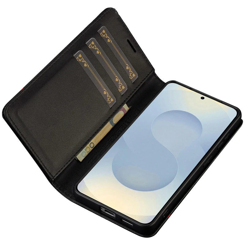 Шкіряний чохол-книжка LC.IMEEKE Carbon Black для Xiaomi Redmi Note 15 Pro+ 5G – Black. Фото 4 з 4