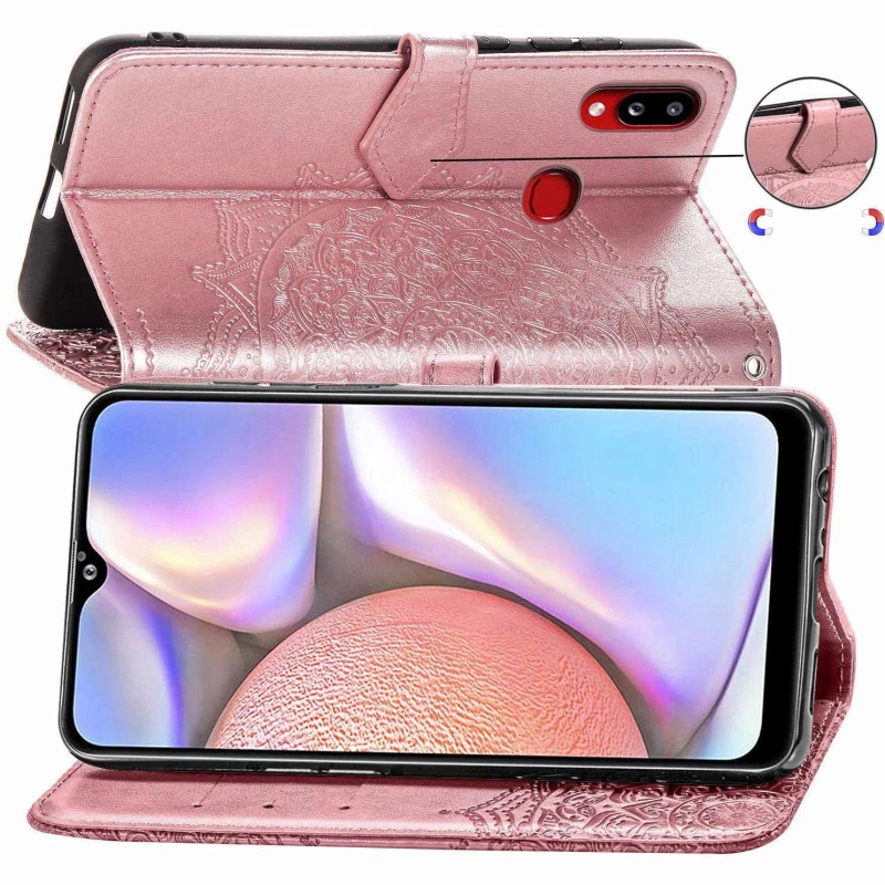 Кожаный чехол-книжка Art Case с визитницей для Samsung Galaxy A10s – Розовый. Фото 4 из 5