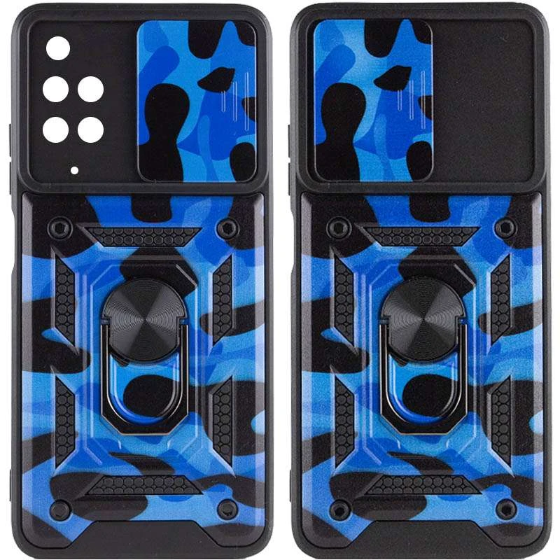 

Ударостійкий чохол камуфляж Serge Ring зi шторкою на камеру на Xiaomi Redmi Note 11 Pro 4G/5G (Синій / Army Blue)