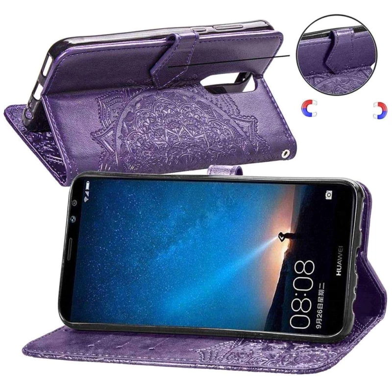 Кожаный чехол-книжка Art Case с визитницей для Huawei Mate 10 Lite – Фиолетовый. Фото 4 из 6