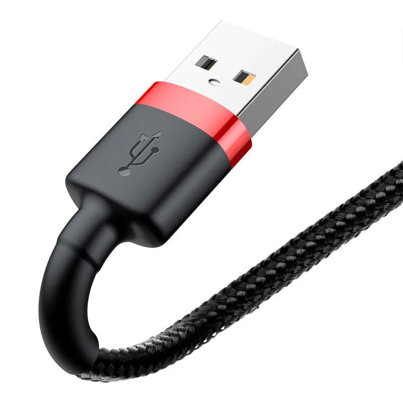 Дата кабель Baseus Cafule Lightning Cable 2.4A (1m) (CALKLF-B) – Червоний / Чорний. Фото 2 з 4