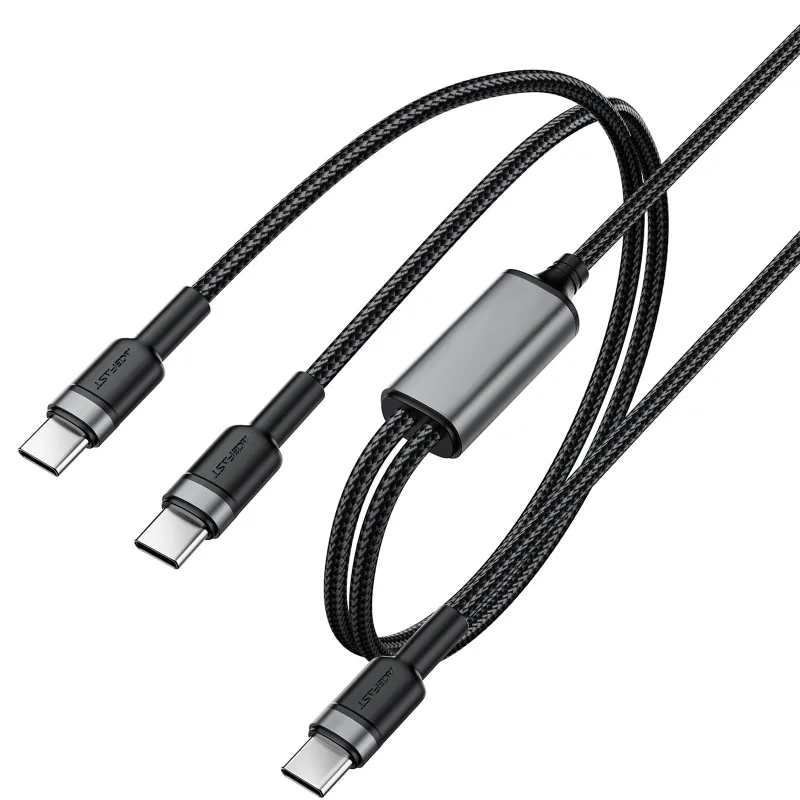 Дата кабель Acefast C22-02 2in1 Type-C to Type-C/Type-C 100W (1.2m) – Black. Фото 5 з 5