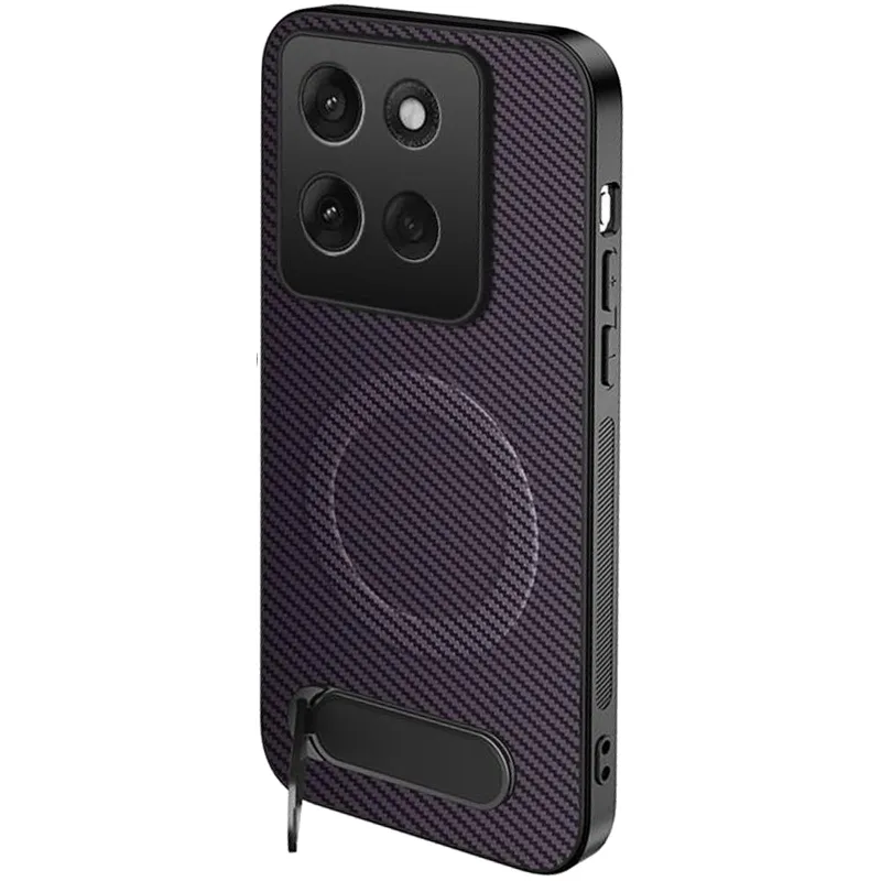 TPU+PC чохол Carbon Kickstand Magnetic Case для Motorola Moto G86 Power – Purple. Фото 1 з 2