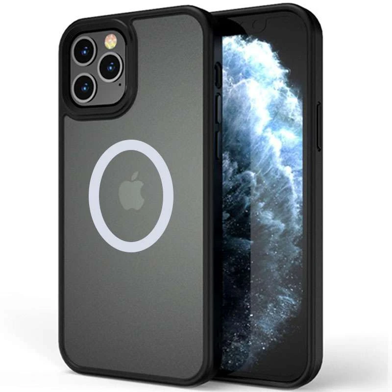 TPU+PC с металлическими кнопками и MagSafe для Apple iPhone 12 Pro Max (6.7") – Черный / Black. Фото 1 из 4