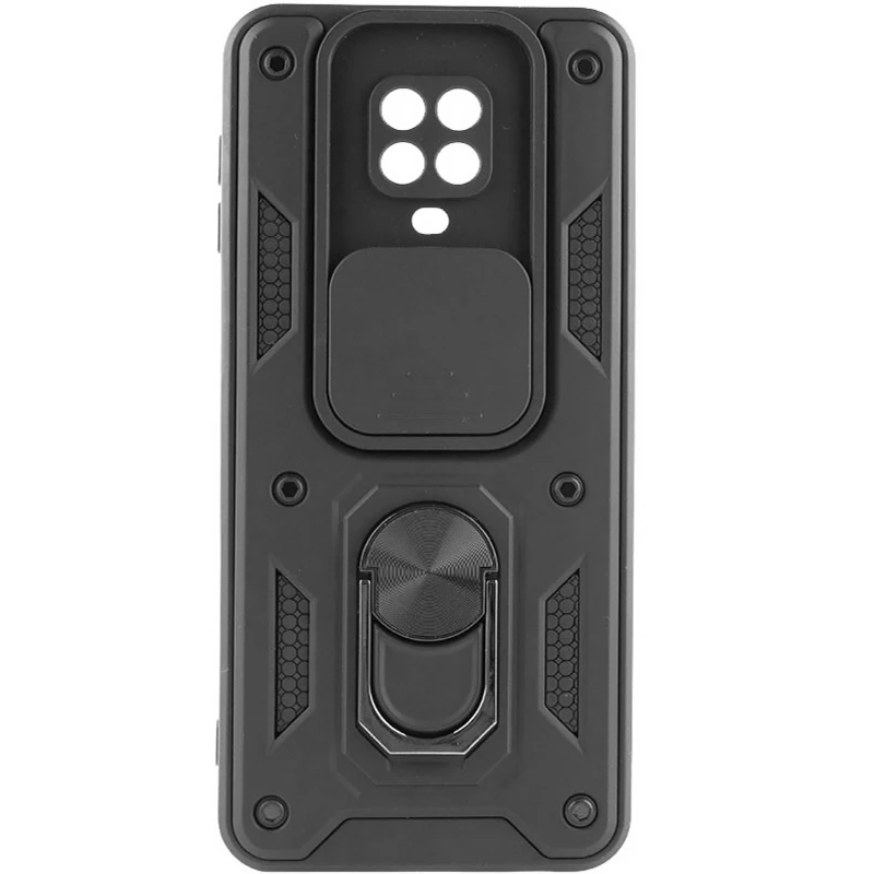 Ударопрочный чехол Ummi Camshield Serge Ring (in box) для Xiaomi Redmi Note 9s / Note 9 Pro / Note 9 Pro Max – Черный / Black. Фото 1 из 3