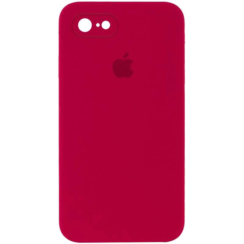 

Чехол Silicone Case Square с защитой камеры для Apple iPhone 7 / 8 (4.7") (Красный / Rose Red), Червоний / rose red
