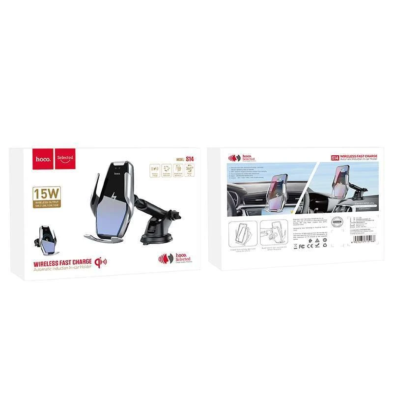 Автодержатель с БЗУ Hoco S14 – Стальной. Фото 6 из 8