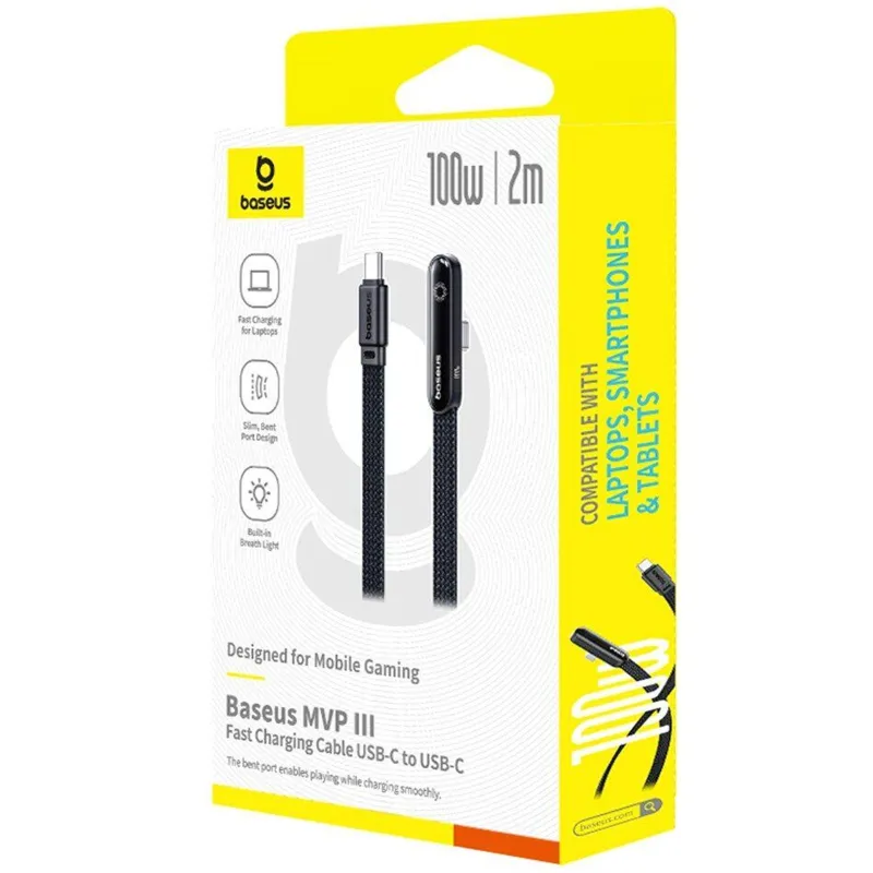 Дата кабель Baseus MVP 3 Type-C to Type-C 100W (2m) (P10382500121) – Cosmic Black. Фото 4 з 4