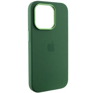 Чехол Silicone Case с металлическими кнопками для Apple iPhone 13 Pro Max (6.7") — Зеленый / Clover