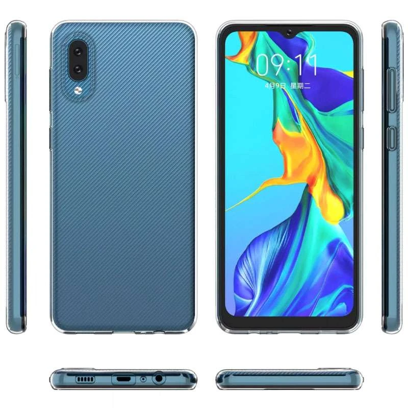 Ультратонкий силиконовый чехол с заглушкой для Samsung Galaxy A02 – Бесцветный (прозрачный). Фото 4 из 4