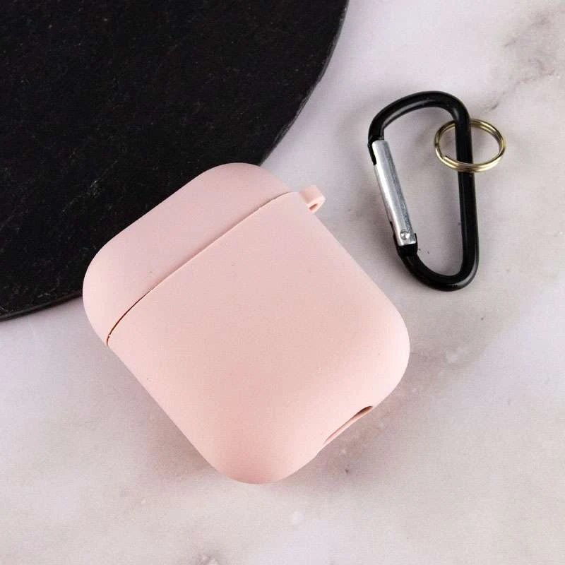 Силіконовий футляр з мікрофіброю для навушників Airpods 1/2 – Рожевий / Pink Sand. Фото 3 з 5