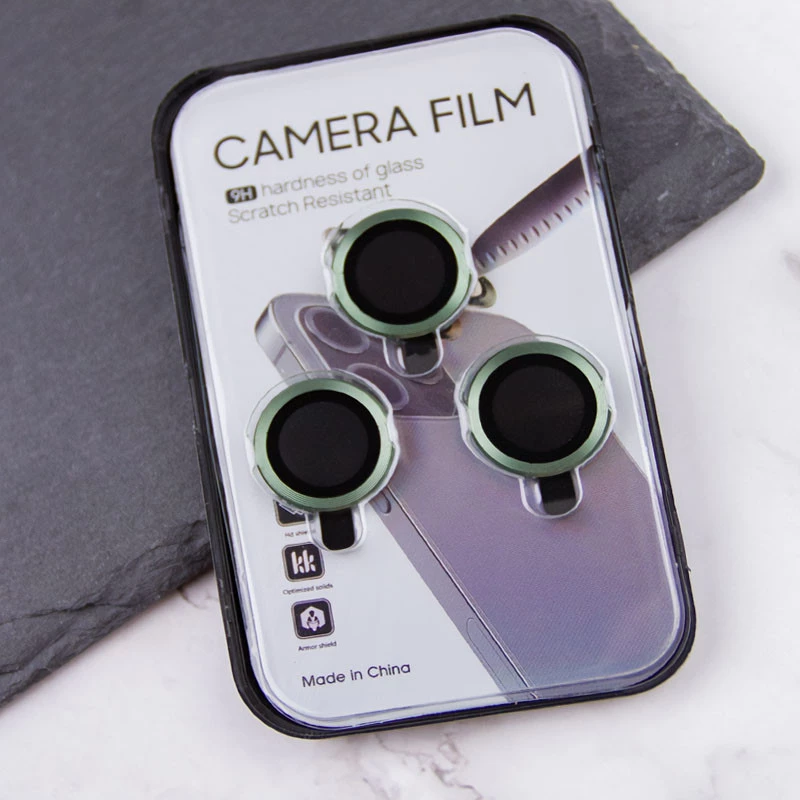 Металлическое защитное стекло на камеру для Apple iPhone 15 Pro Max (6.7") – Зеленый / Dark green. Фото 7 из 8