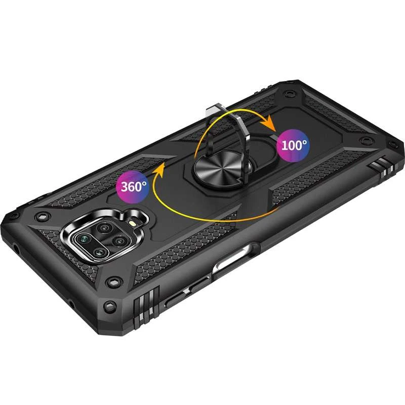 Противоударный чехол Serge Ring с кольцом для Xiaomi Redmi Note 9s / Note 9 Pro / Note 9 Pro Max – Черный. Фото 4 из 5