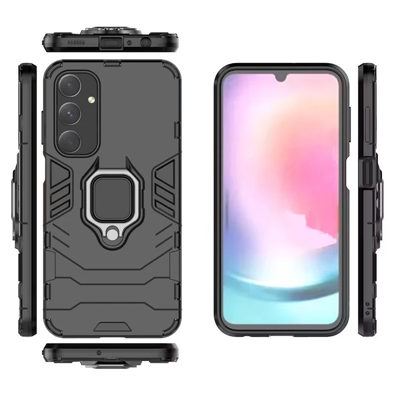 Протиударний чохол Transformer з кільцем на Samsung Galaxy A25 5G – Чорний / Soul Black. Фото 6 з 13