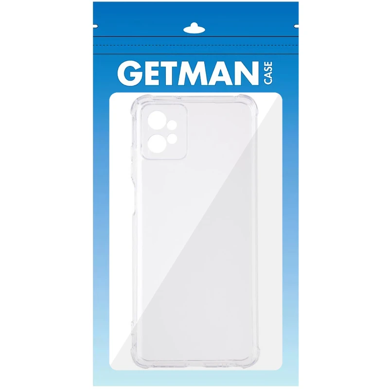Ультратонкий силиконовый чехол GETMAN с крытыми бортами та камерою на Motorola Moto G32 – Бесцветный (прозрачный). Фото 4 из 7