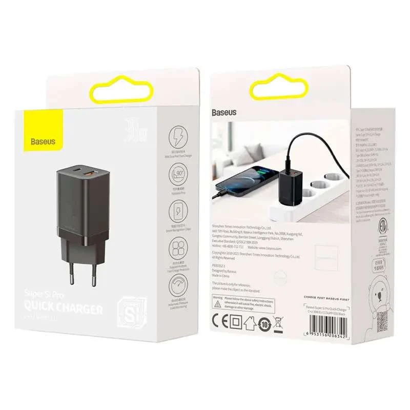 МЗП Baseus Super Si Pro Quick Charger 30W – Black. Фото 6 з 7