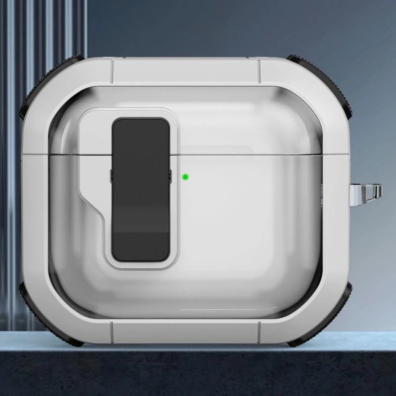 Футляр протиударний Locking Button для навушників Airpods 4 – White. Фото 2 з 6