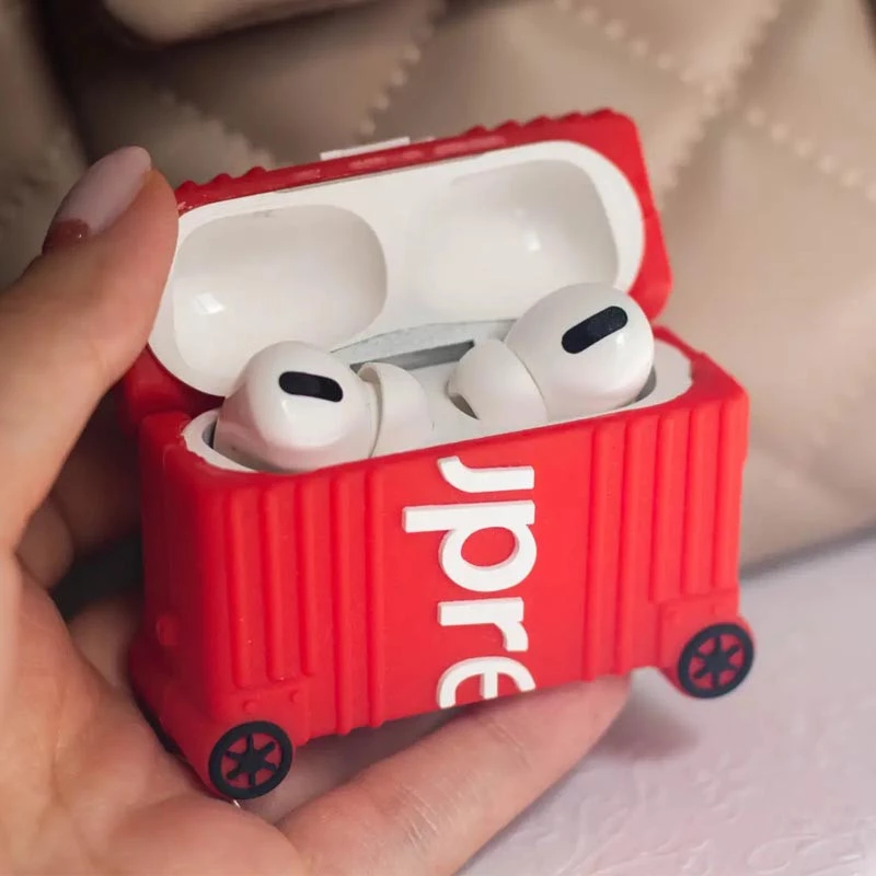 Силіконовий футляр Brand для навушників AirPods 3 + кільце – Supreme red. Фото 3 з 4