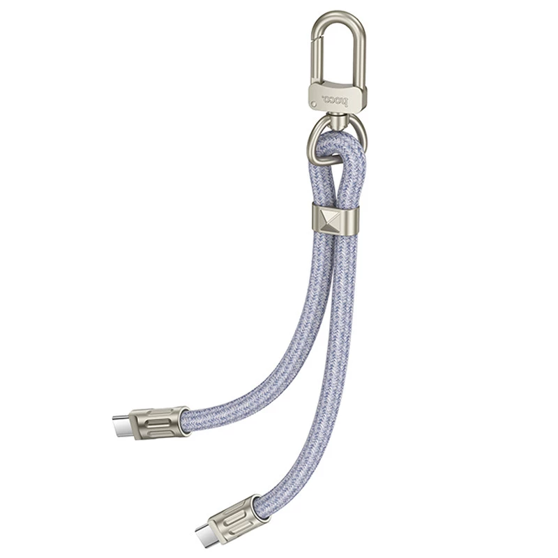 Дата кабель-шнурок Hoco GH5 Elegant Type-C to Type-C (0.21m) – Denim Blue. Фото 3 з 6
