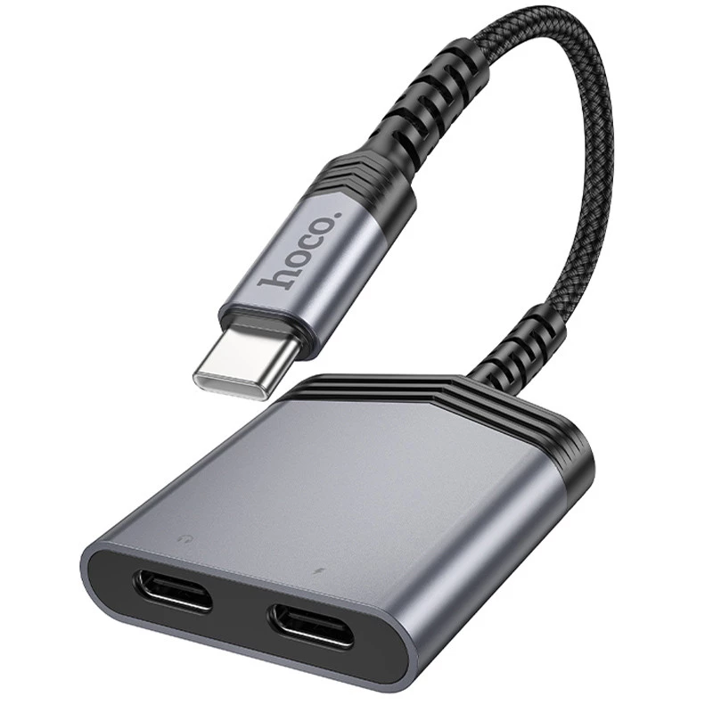 Перехідник Hoco LS40 Type-C to dual Type-C – Metal gray. Фото 2 з 7