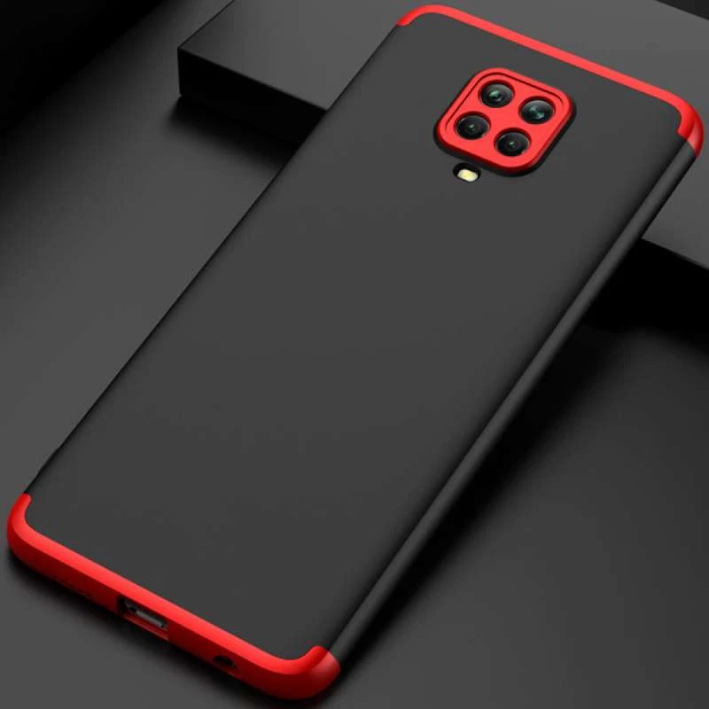 Чехол с защитой 360 градусов GKK для Xiaomi Redmi Note 9s / Note 9 Pro / Note 9 Pro Max – Черный / Красный. Фото 5 из 6