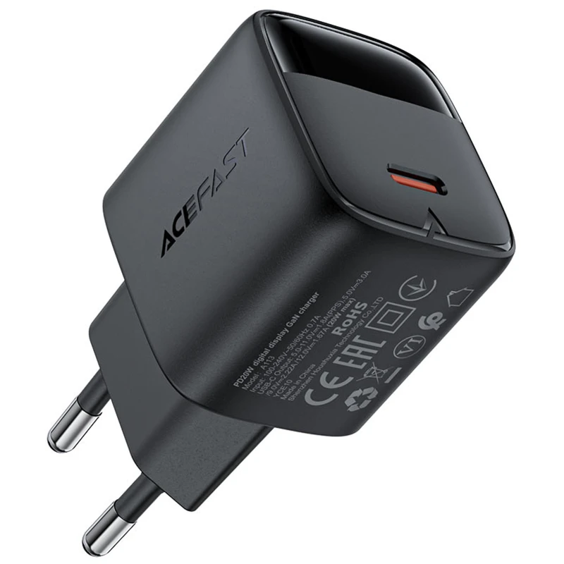 СЗУ Acefast A113 PD20W GaN (1USB-C) – Black. Фото 5 из 5