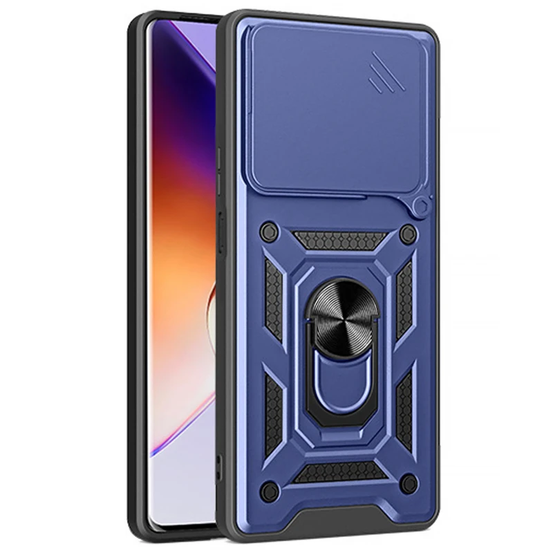 Ударопрочный чехол Ummi Camshield Serge Ring (in box) для Xiaomi Poco M7 pro 5G – Синий / Navy. Фото 2 из 3