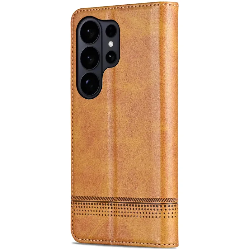 Шкіряний чохол-книжка AZNS Classic series для Samsung Galaxy S26 Ultra – Light Brown. Фото 2 з 4
