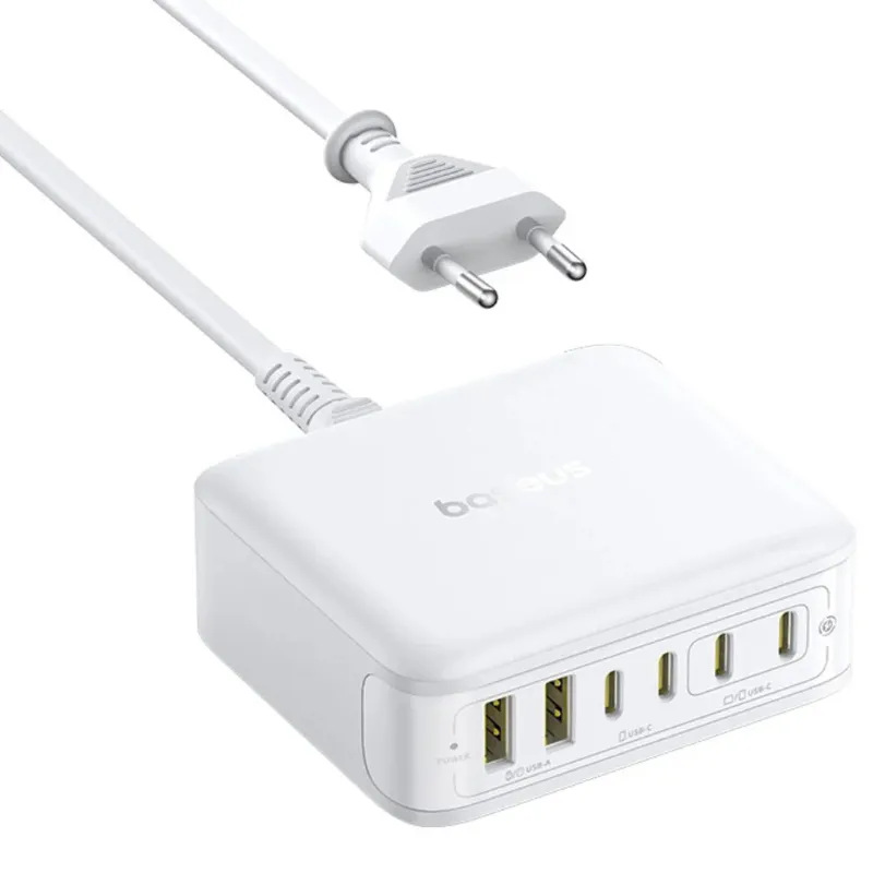 СЗУ Baseus EnerFill FH21 PD120W+QC3.0 6in1 (2USB-A/4C) (E0120T) – Moon White. Фото 2 из 3