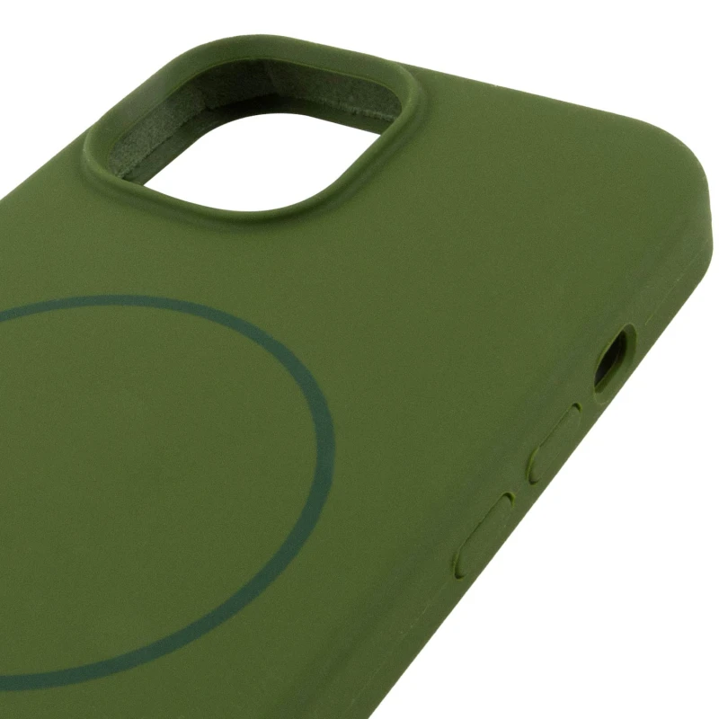 Чохол Silk Full Protective (AA) NO LOGO with Magnetic Fit для Apple iPhone 14 (6.1") – Зелений / Dark Olive. Фото 6 з 7